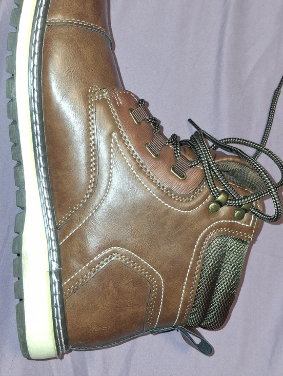 Men\'s Brown Lace-Up Work Boots with Cushioned Outsole main image 4